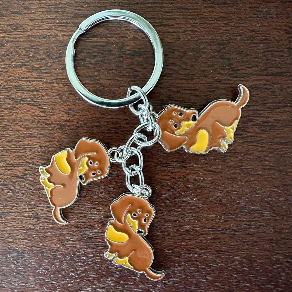 {NEW} Dachshund Doxie Keychain charm brown/tan
